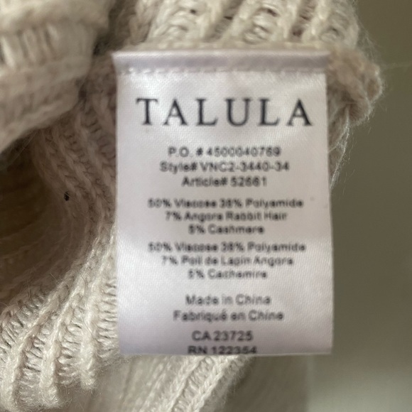 Talula - Cream Long Sleeve Cashmere/Angora Sweater - Picture 7 of 8